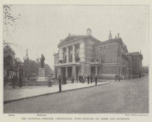 Das Nationaltheater in Christiania mit Statuen von Ibsen und Bjornson von English Photographer