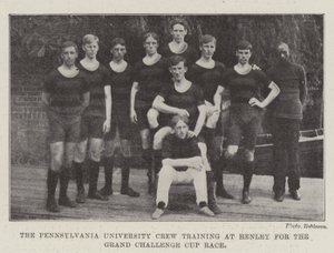 Die Crew der Universität Pennsylvania trainiert in Henley für das Grand Challenge Cup Rennen von English Photographer