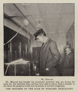 Der Fortschritt des Rennens durch drahtlose Telegrafie von English Photographer