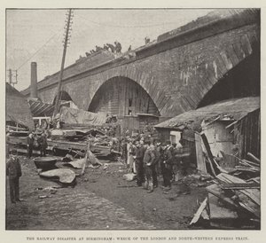 Das Eisenbahnunglück in Birmingham, Wrack des London und North-Western Expresszuges