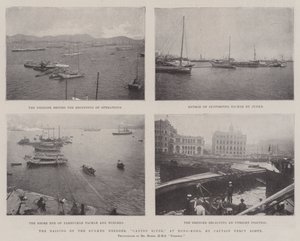 Das Heben des gesunkenen Baggers, Canton River, in Hongkong, durch Kapitän Percy Scott