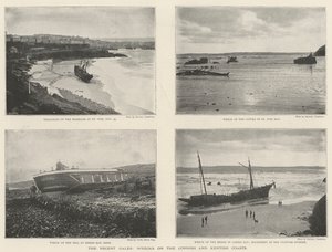 Die jüngsten Stürme, Schiffswracks an den Küsten von Cornwall und Kent