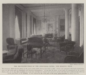 Der Wiederaufbau des Grosvenor Hotels, der Lesesaal von English Photographer