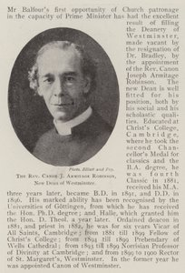 Der Reverend Kanoniker J Armitage Robinson, neuer Dekan von Westminster