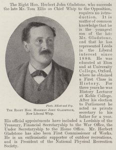 Der ehrenwerte Herbert John Gladstone, neuer liberaler Peitsche