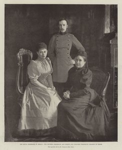 Die königliche Hochzeit in Berlin, die Kaiserin Friedrich und Prinz und Prinzessin Friedrich Karl von Hessen