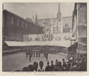 Der Sirdar verlässt die Guildhall nach Erhalt der Freiheit der Stadt und eines Ehrenschwertes