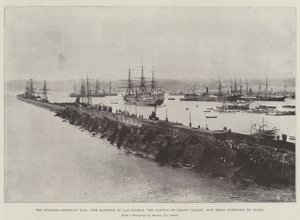 Der spanisch-amerikanische Krieg, der Hafen von Las Palmas, die Hauptstadt von Gran Canaria, jetzt von Spanien befestigt