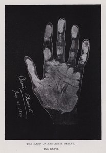 Die Hand von Mrs. Annie Besant von English Photographer