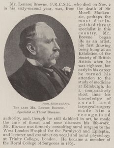 Der verstorbene Herr Lennox Browne, Spezialist für Halskrankheiten von English Photographer