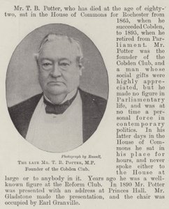Der verstorbene Mr. T. B. Potter, MP, Gründer des Cobden Clubs