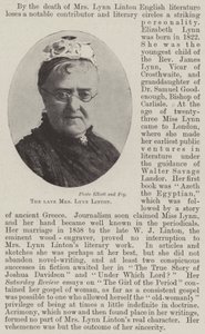 Die verstorbene Mrs. Lynn Linton von English Photographer