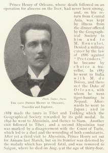 Der verstorbene Prinz Heinrich von Orléans, Reisender und Entdecker von English Photographer