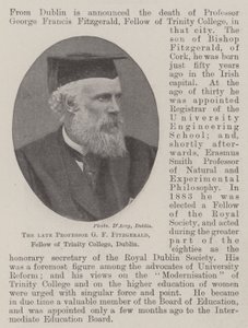 Der verstorbene Professor G F Fitzgerald, Fellow des Trinity College, Dublin