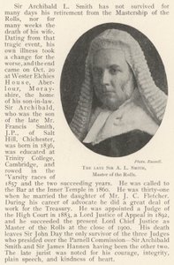 Der verstorbene Sir A. L. Smith, Master of the Rolls
