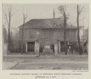 Unitarische Baptistenkapelle in Deptford, die Benjamin Disraeli als Junge besuchte von English Photographer