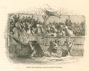 Rekonstruktion des 19. Jahrhunderts eines Bären, der Panik verursacht