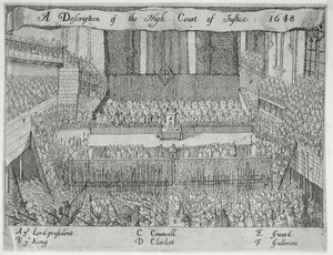 Eine Beschreibung des Hohen Gerichtshofs (Der Prozess gegen Karl I.), 17. Jahrhundert von English School