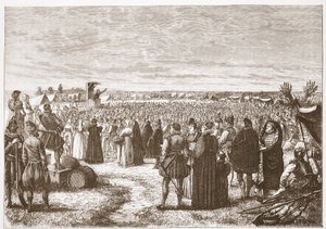 Eine Feldpredigt bei Gent, Illustration aus Die Geschichte des Protestantismus von James Aitken Wylie, veröffentlicht 1878 von English School