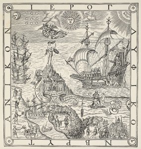 Ein Hieroglyph von Großbritannien, Frontispiz zu General and Rare Memorials pertayning to the perfecte Arte of Navigation von John Dee (1527-1609), 1577