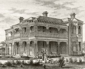 Ein Vorstadthaus in Melbourne, ca. 1880, aus 