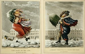 Fröhliche Weihnachten und ein glückliches neues Jahr in London: Und dasselbe für Sie, Sir, und viele davon, graviert von G. Hunt, 1827 von English School