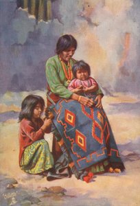 Eine Navajo-Indianerin und Kinder