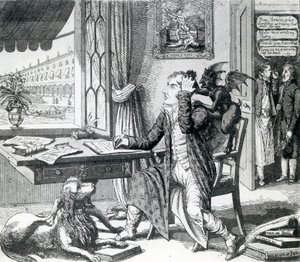 Ein edler Dichter - seine Ideen aufkratzend, veröffentlicht von J. Johnston, 1823 von English School