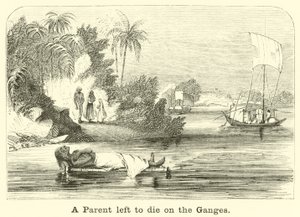Ein Elternteil, der am Ganges zum Sterben zurückgelassen wurde