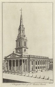Eine Perspektivansicht der St. Martins Kirche, London von English School