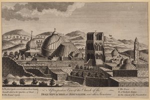 Perspektivische Ansicht der Kirche des Heiligen Grabes in Jerusalem und anderer Bauwerke (Stich)