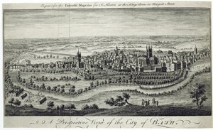 Eine perspektivische Ansicht der Stadt Bath, graviert für das Universal Magazine, ca. 1750