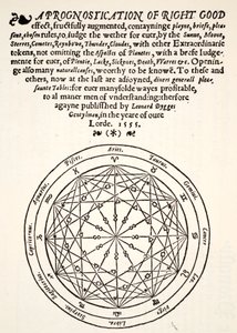 Eine Prognostikation von Leonard Dygges, gedruckt von Thomas Gemini, Blacke Friars, London, 1555 von English School