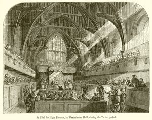 Ein Prozess wegen Hochverrats in der Westminster Hall während der Tudor-Zeit von English School