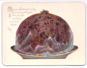 Viktorianische Neujahrskarte mit einer jungen Frau in Trauerkleidung, ca. 1880