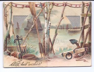 Eine viktorianische Grußkarte von Segelschiffen, gesehen durch einen Gaze-Bildschirm, ca. 1880 von English School