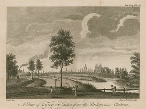 Ansicht von London von der Brücke bei Chelsea von English School