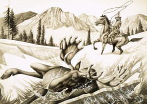 Ein Cowboy in British Columbia fängt einen Elchbullen mit dem Lasso