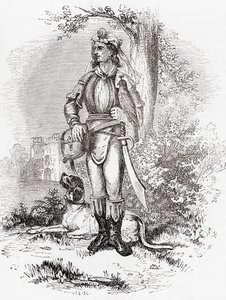 Ein Oberfalke, aus Old England: A Pictorial Museum, veröffentlicht 1847 von English School