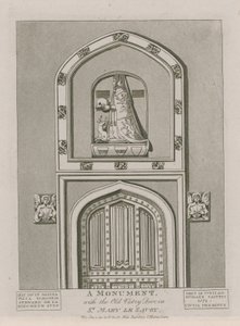 Ein Denkmal mit der alten Sakristeitür in St. Mary le Savoy