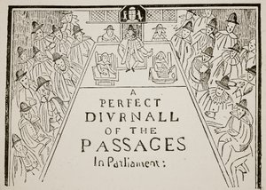 Eine Zeitungsüberschrift, 17. Jahrhundert, Illustration aus Hutchinsons Geschichte der britischen Nation, ca. 1923