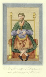 Eine bedeutende Person des 8. Jahrhunderts in voller Kleidung von English School