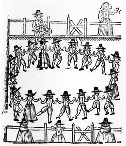 Ein Rundtanz, eine Illustration aus A Book of Roxburghe Ballads von English School