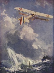 Ein Wasserflugzeug bombardiert ein U-Boot von English School