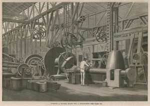 Ein Besuch in der Penns Marine Engine Fabrik in Greenwich, London; Drehen einer Schaufelwelle für ein Dampfschiff von English School