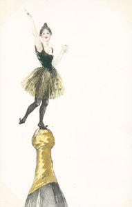 Eine Frau steht auf einer Champagnerflasche