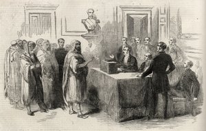 Abd-El-Kader stimmt für das französische Kaiserreich - Illustration für The Illustrated London News, 4. Dezember 1852. von English School