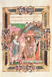 Verkündigung, aus dem Benedictional von St. Aethelwold, Winchester, ca. 980