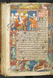 König (Alexander) und Aristoteles übergeben einem Boten einen Brief, aus Secretum Secretorum