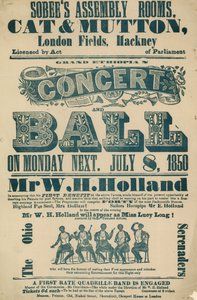 Anzeige für das Grand Ethiopian Concert and Ball, 8. Juli 1850, in Sobees Assembly Rooms